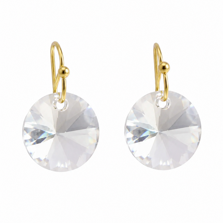 Aros cristal austriaco transparentes enchapados en oro 18k