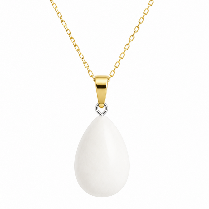 Collar Jade Blanco gota enchapado en oro 18k