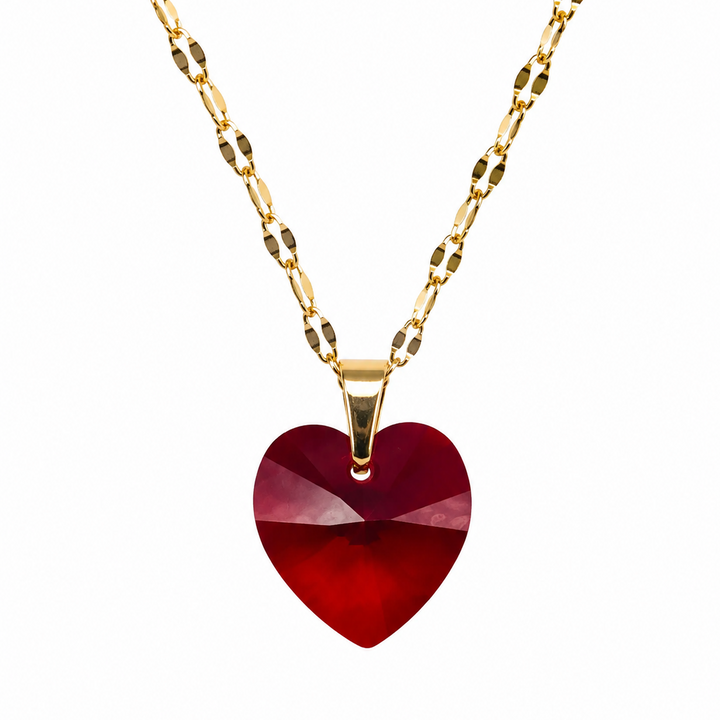 Collar corazon 20mm cristal enchapado en oro 18k