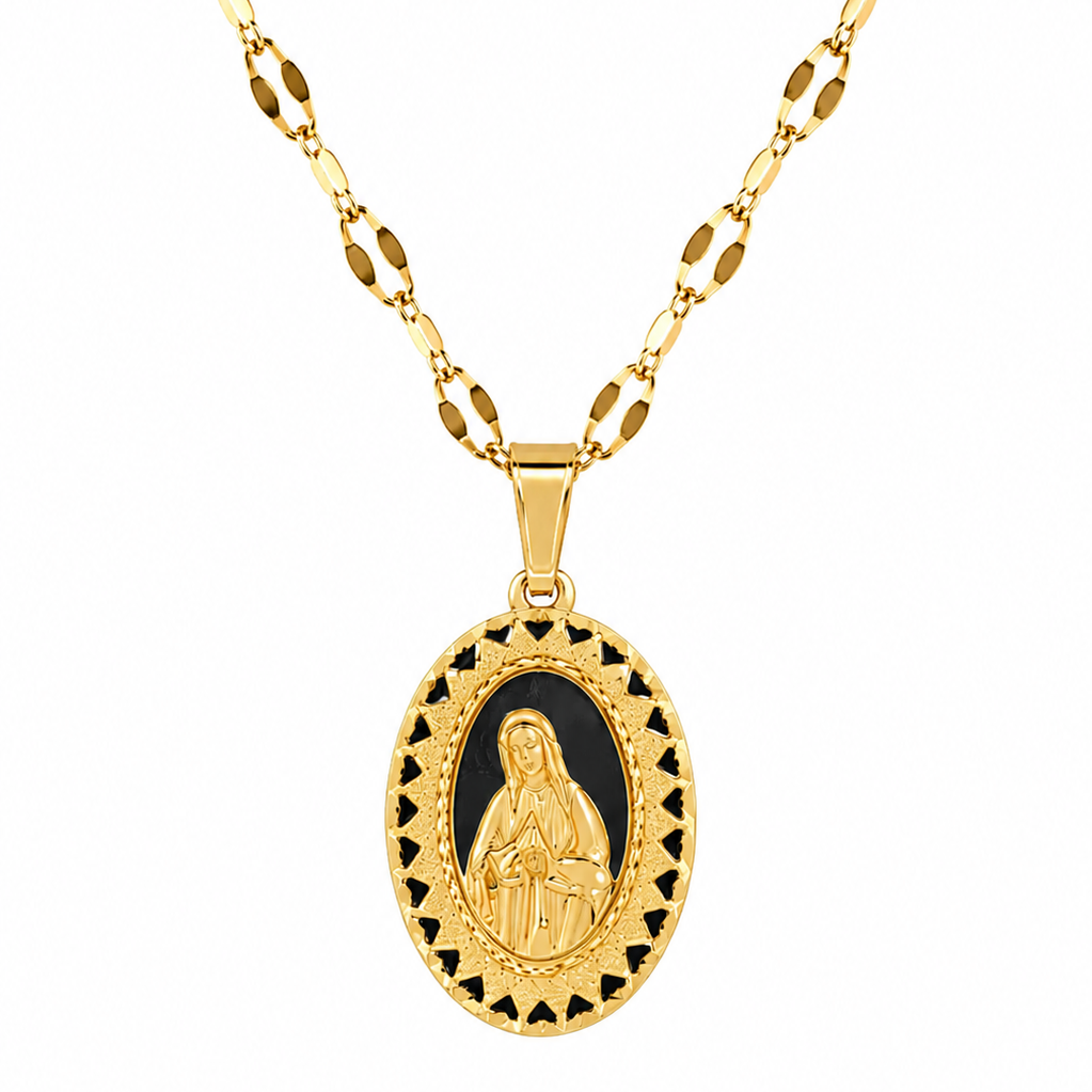 Collar medalla virgen maria enchapado en oro 18k