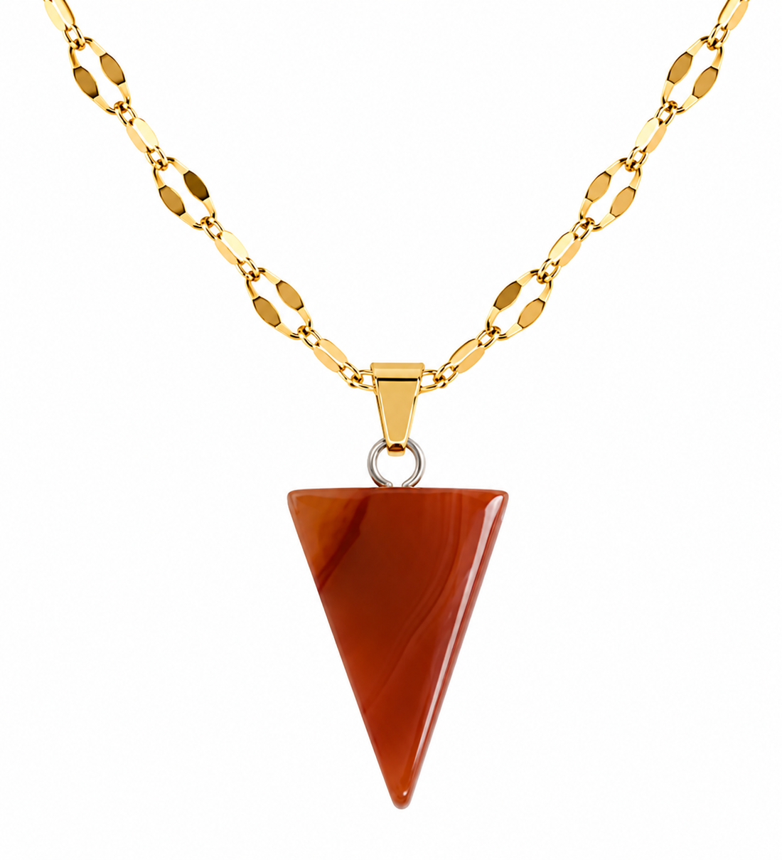 Collar piramide de onix rojo enchapado en oro 18k