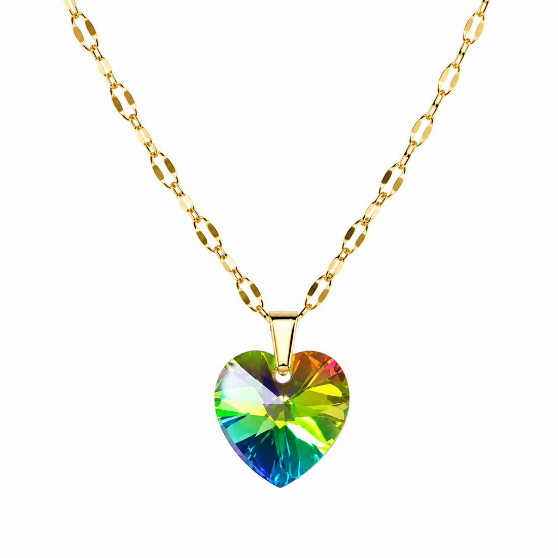 Collar corazon cristal 14mm Vitrail medium enchapado en oro 18k
