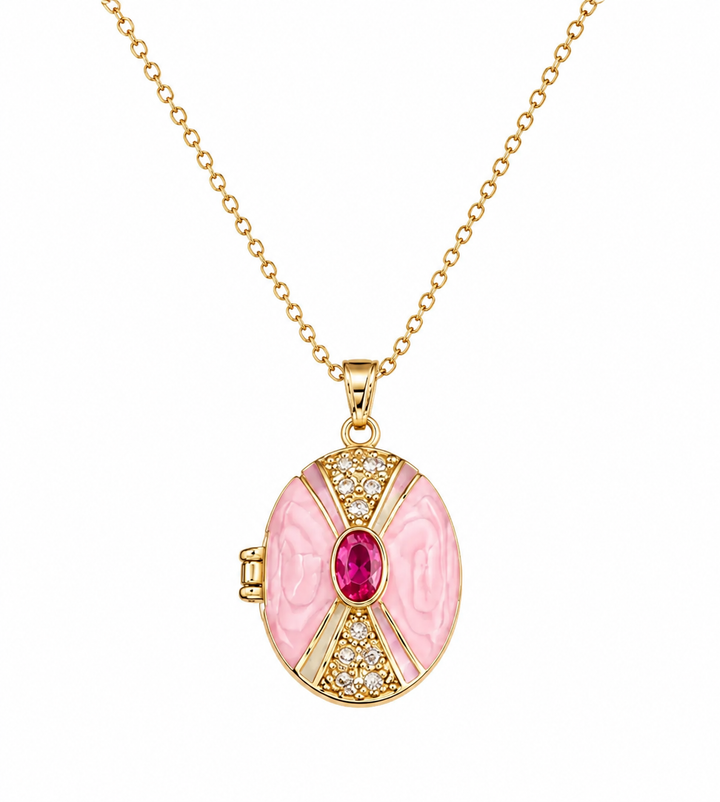 Collar relicario oro 18K + Cristal Austriaco
