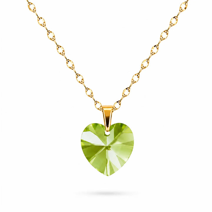 Collar corazon cristal 14mm enchapado en oro 18k