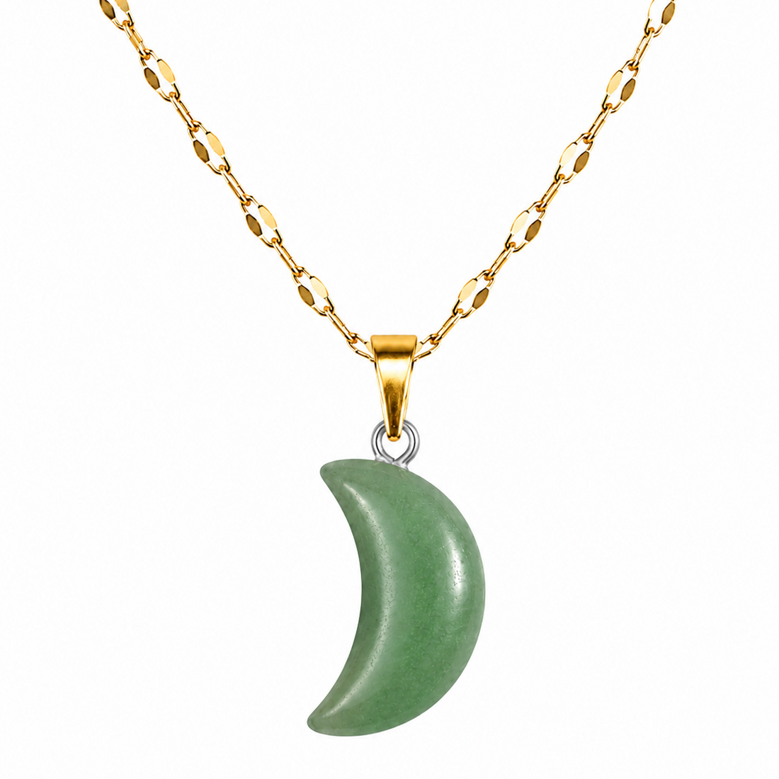 Collar luna jade verde enchapado en oro 18k