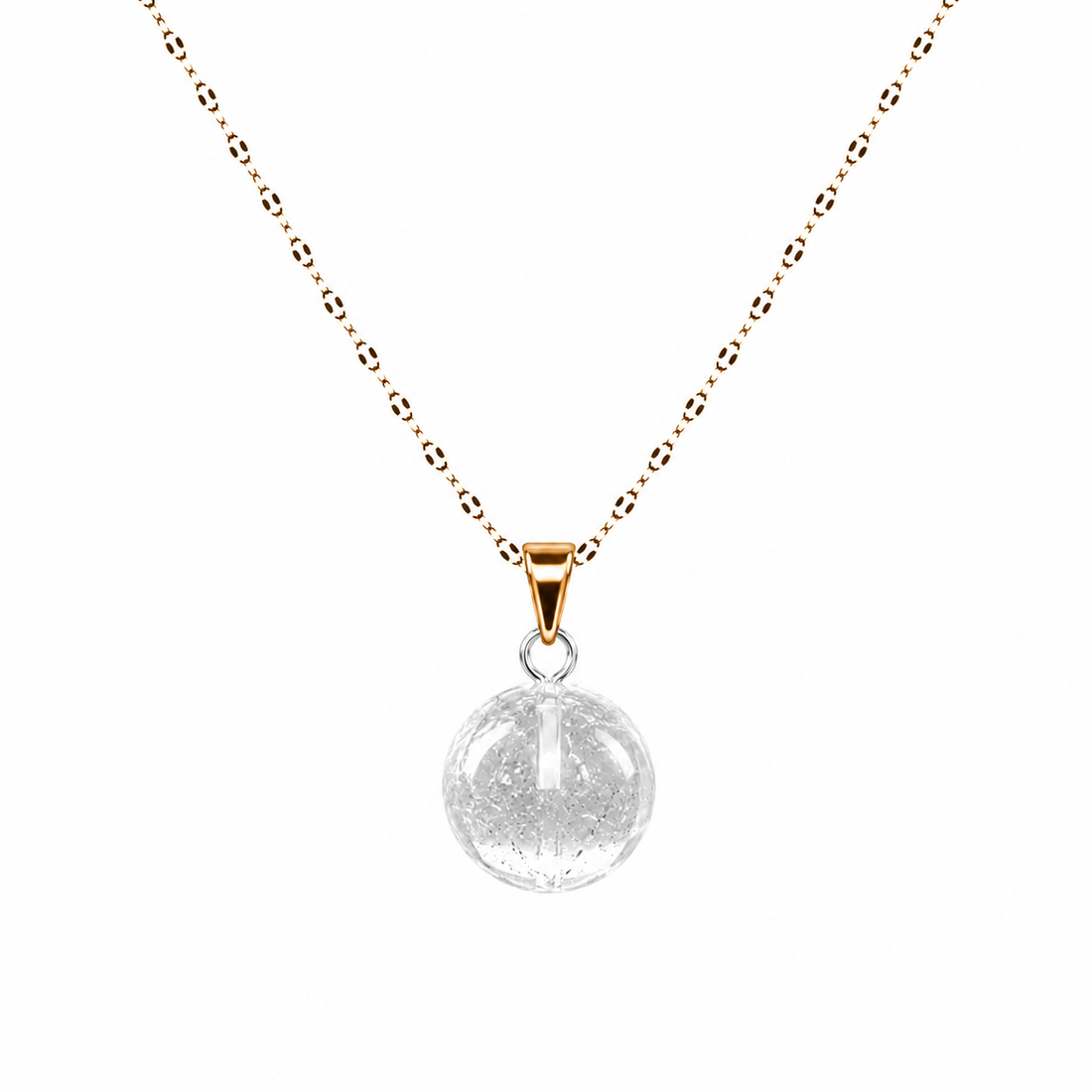 Collar cuarzo cristal bolita enchapado en oro 18k