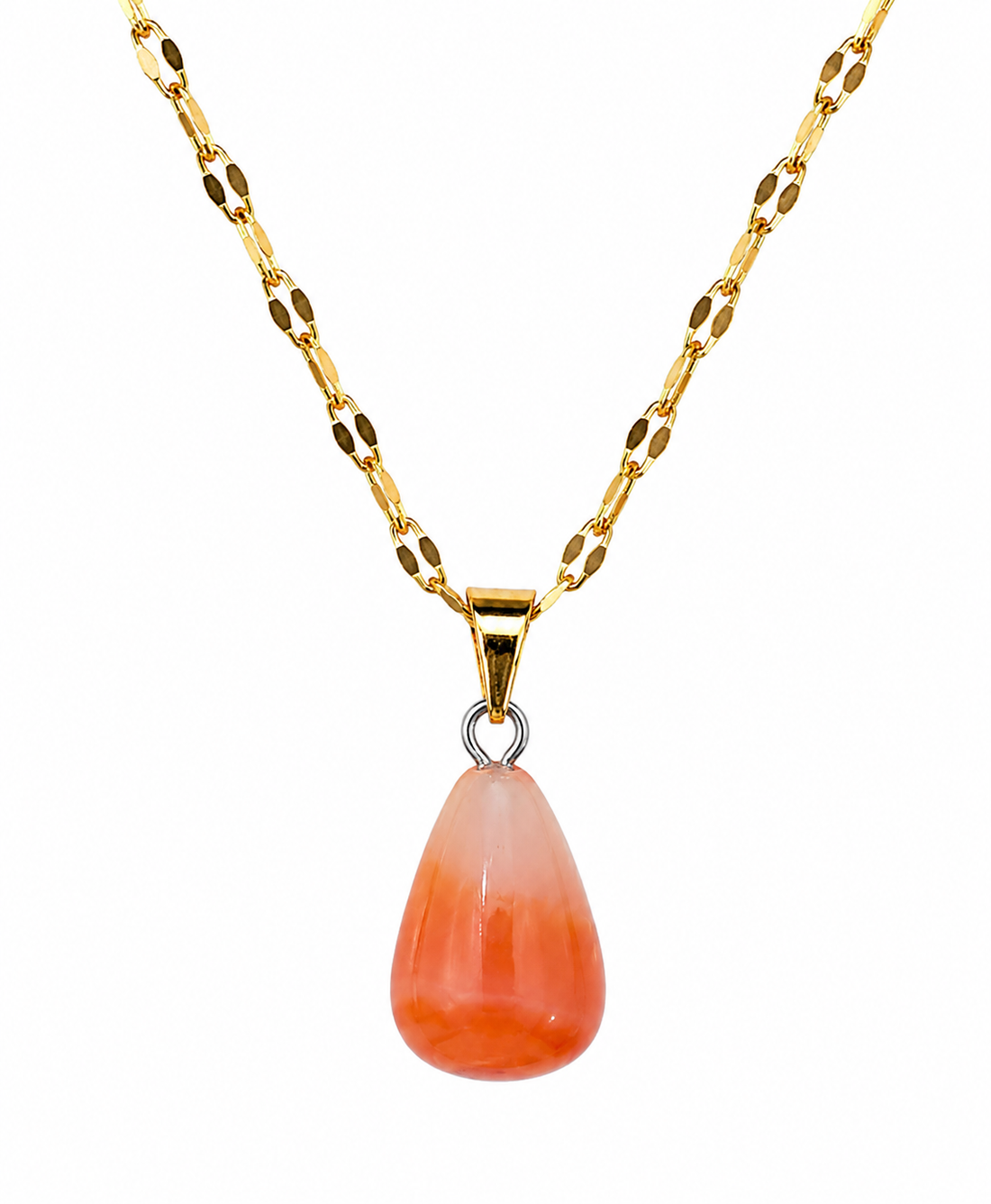 Collar onix rojo pera enchapado en oro 18k