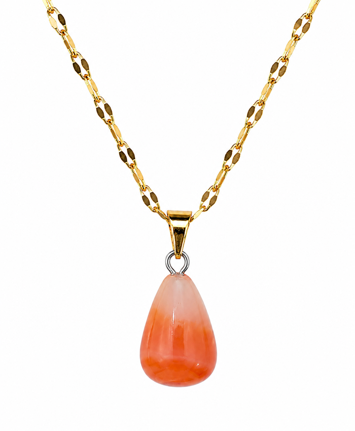 Collar onix rojo pera enchapado en oro 18k