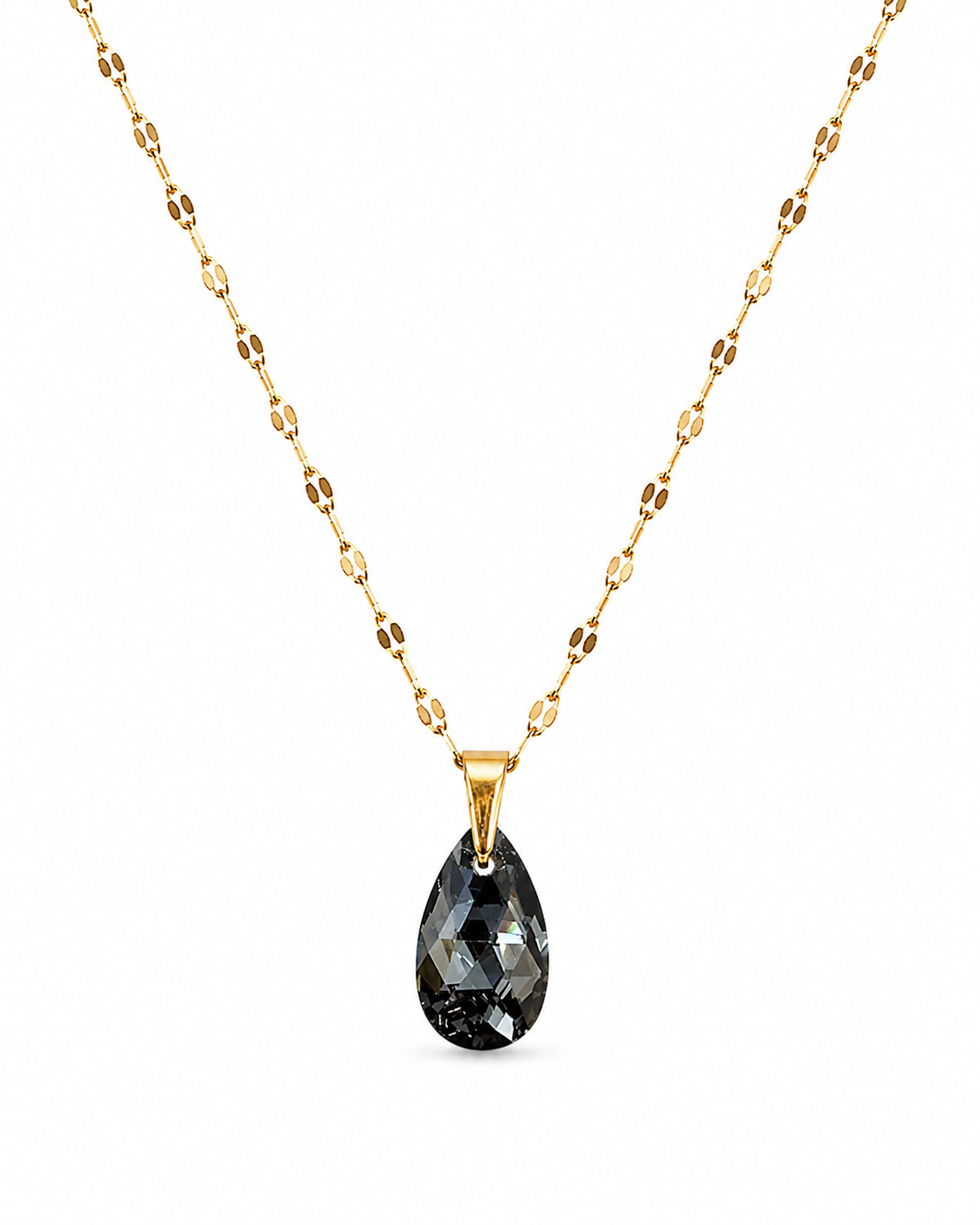 Collar gota cristal pear enchapado en oro 18k