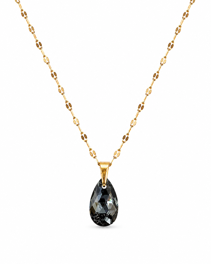 Collar gota cristal pear enchapado en oro 18k