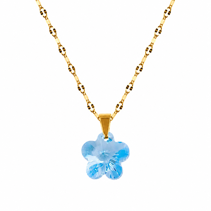 Collar flor de cristal enchapado en oro 18k