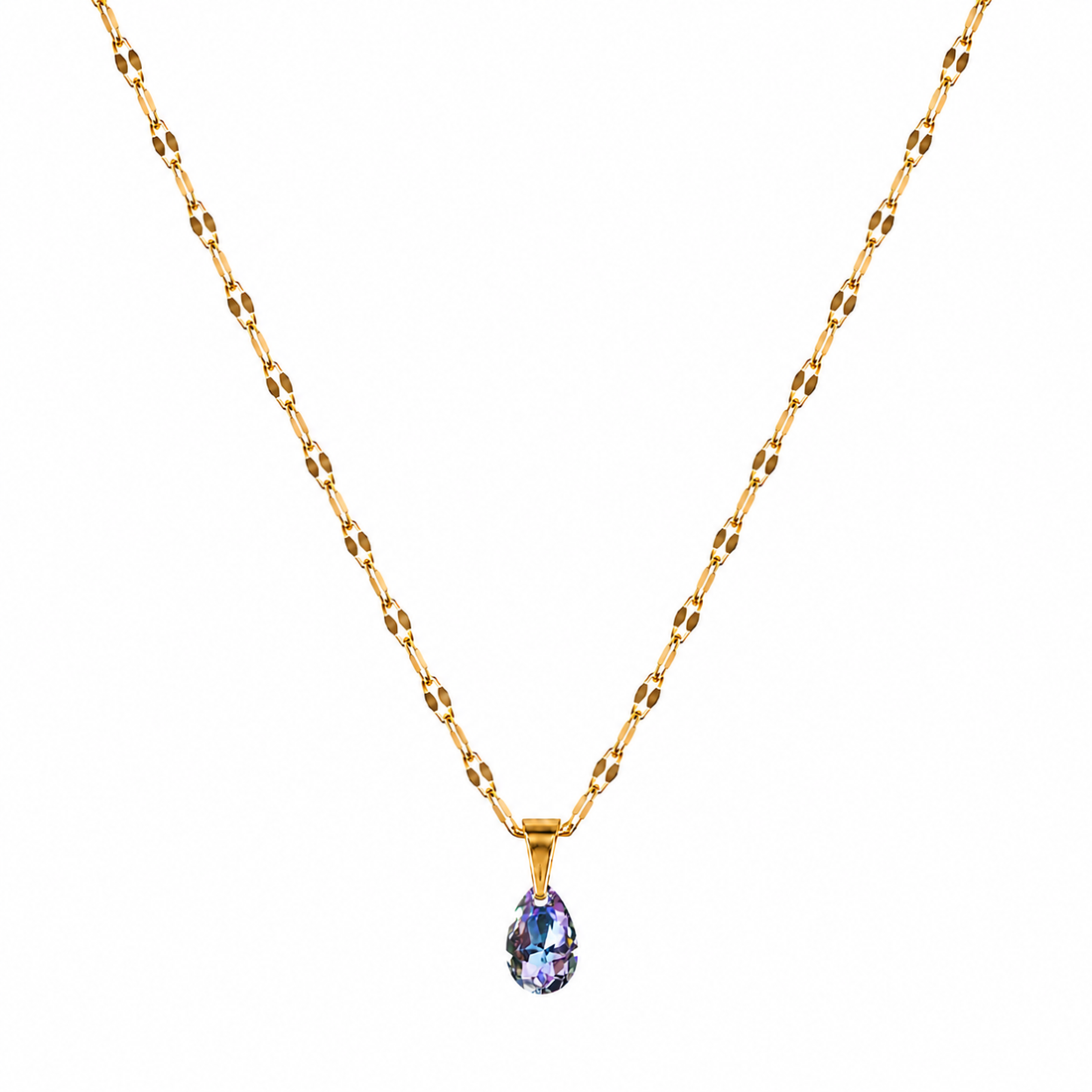 Collar mini punto de luz gota cristal enchapado en oro 18k