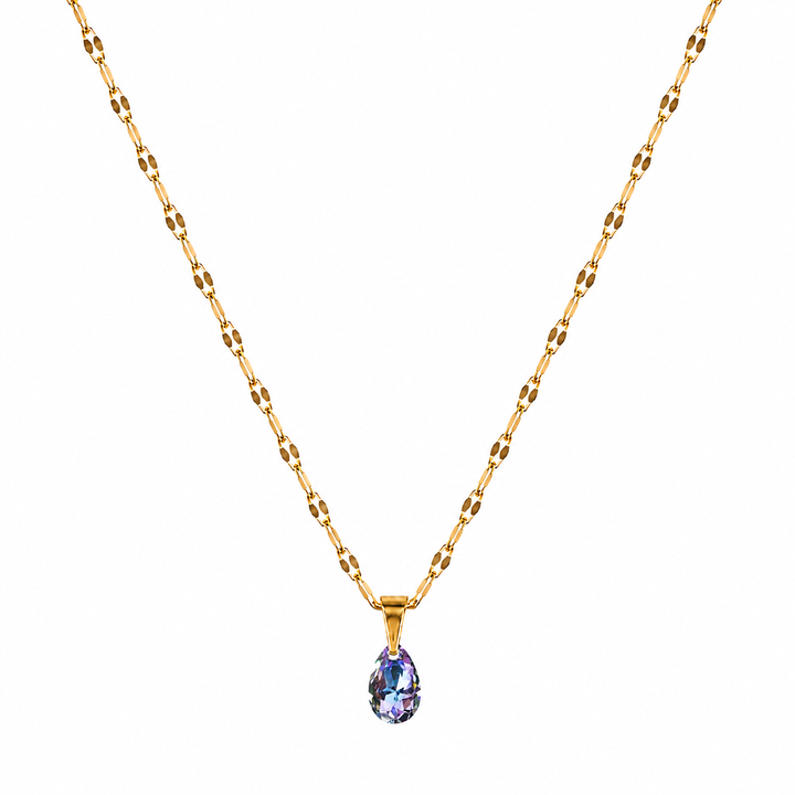 Collar mini punto de luz gota cristal enchapado en oro 18k