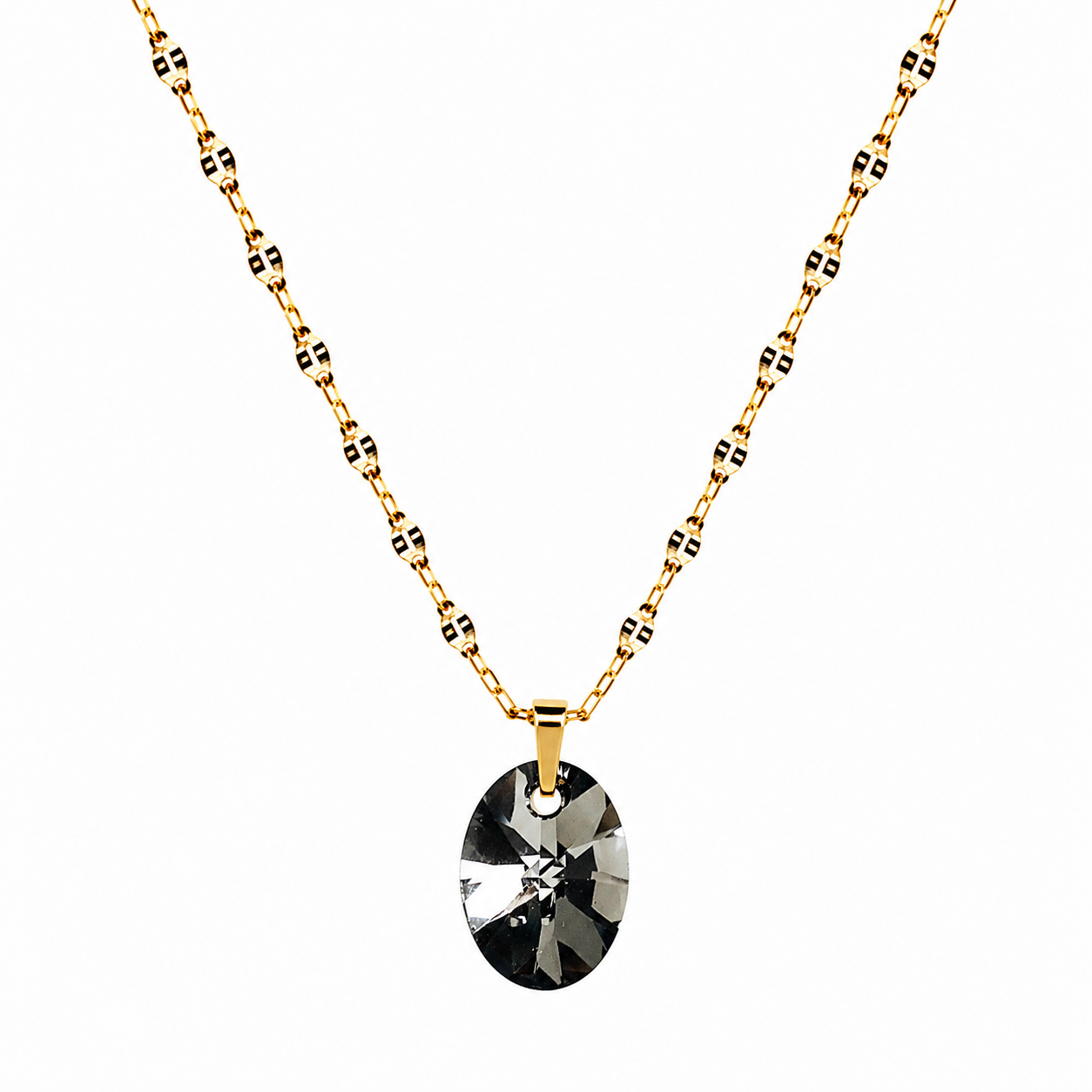 Collar cristal Oval 12mm Enchapado en oro 18k