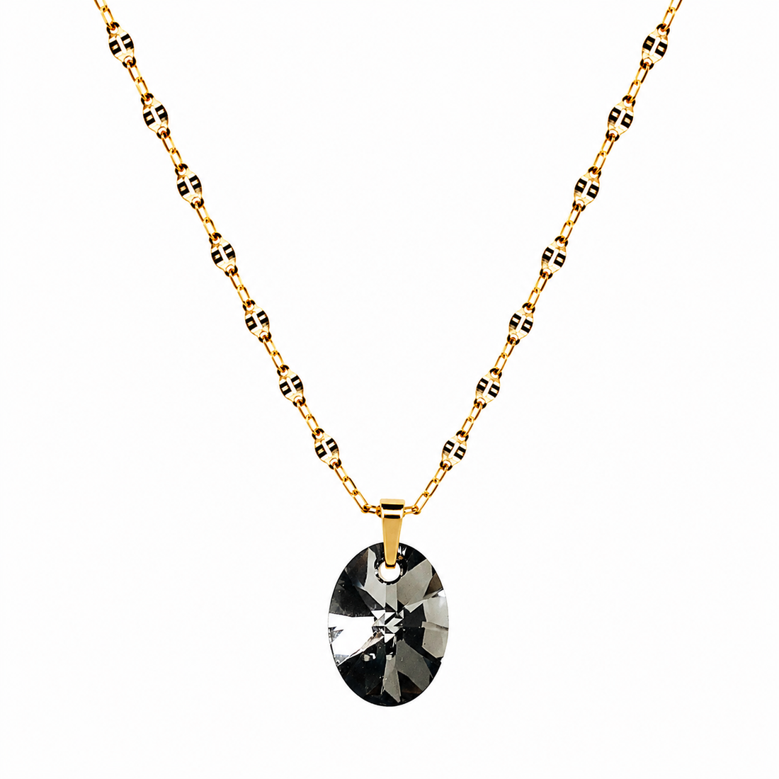 Collar cristal Oval 12mm Enchapado en oro 18k