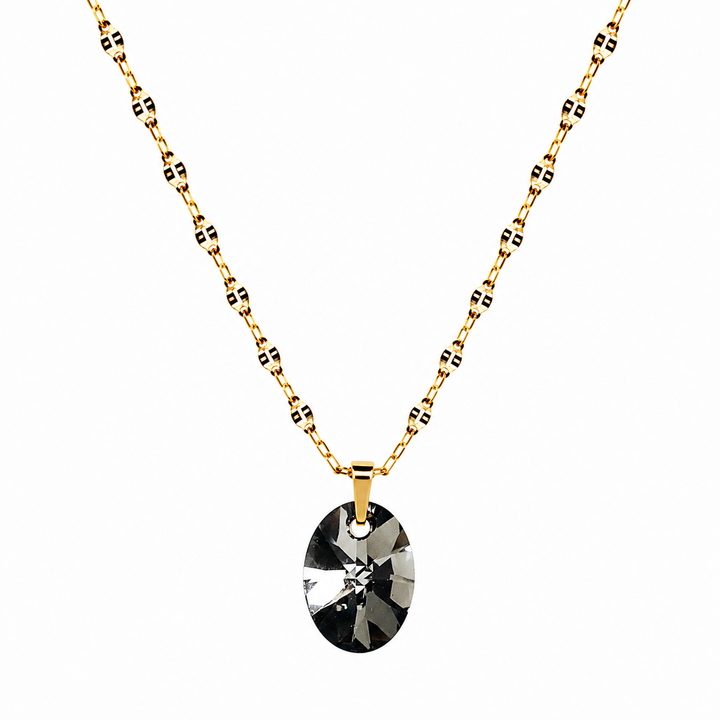 Collar cristal Oval 12mm Enchapado en oro 18k