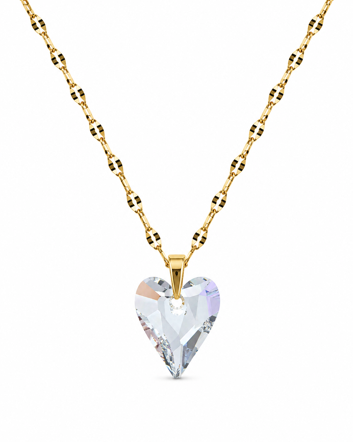 Collar cristal corazon  Wild Heart 12 mm enchapado en oro 18k