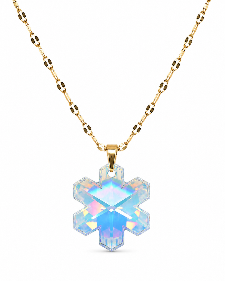 Collar cristal copo de nieve grande enchapado en oro 18k