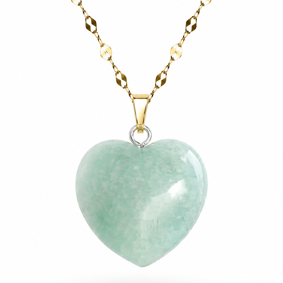 Collar Corazon Amazonita Enchapado de oro 18K