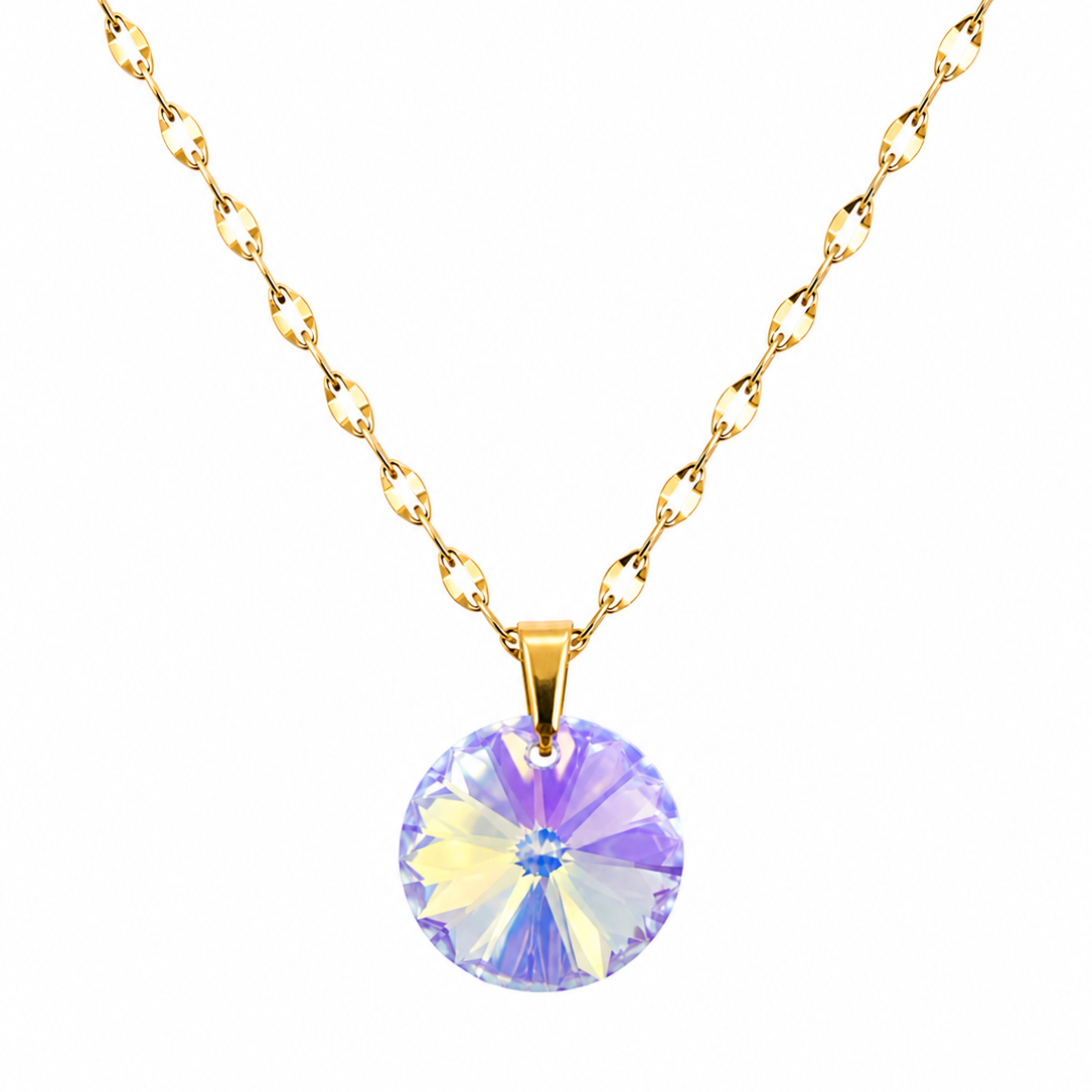 Collar Punto De Luz Rivoli aurora boreal enchapado en oro 18k