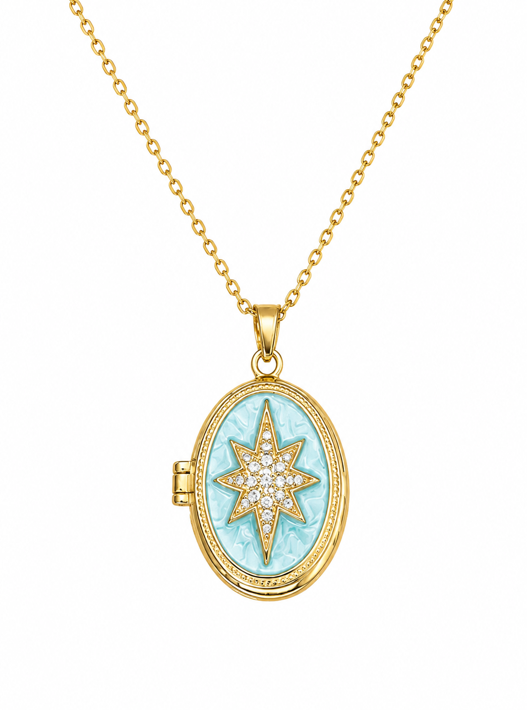 Collar relicario oro 18K + Cristal Austriaco