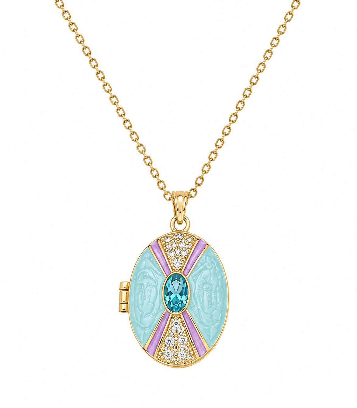 Collar relicario oro 18K + Cristal Austriaco