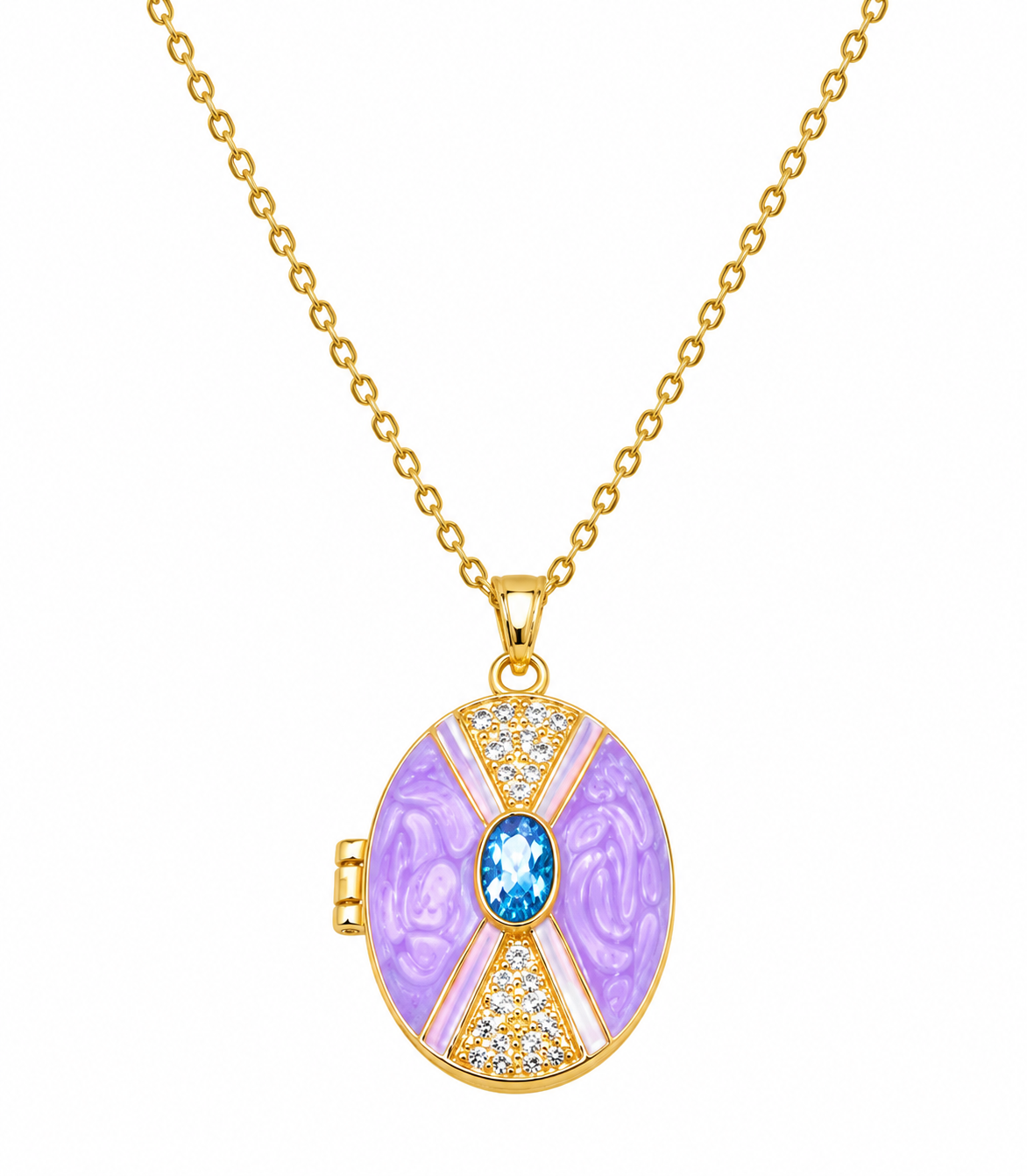 Collar relicario oro 18K + Cristal Austriaco