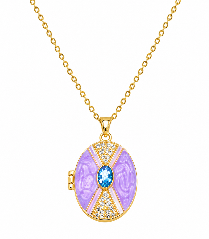 Collar relicario oro 18K + Cristal Austriaco