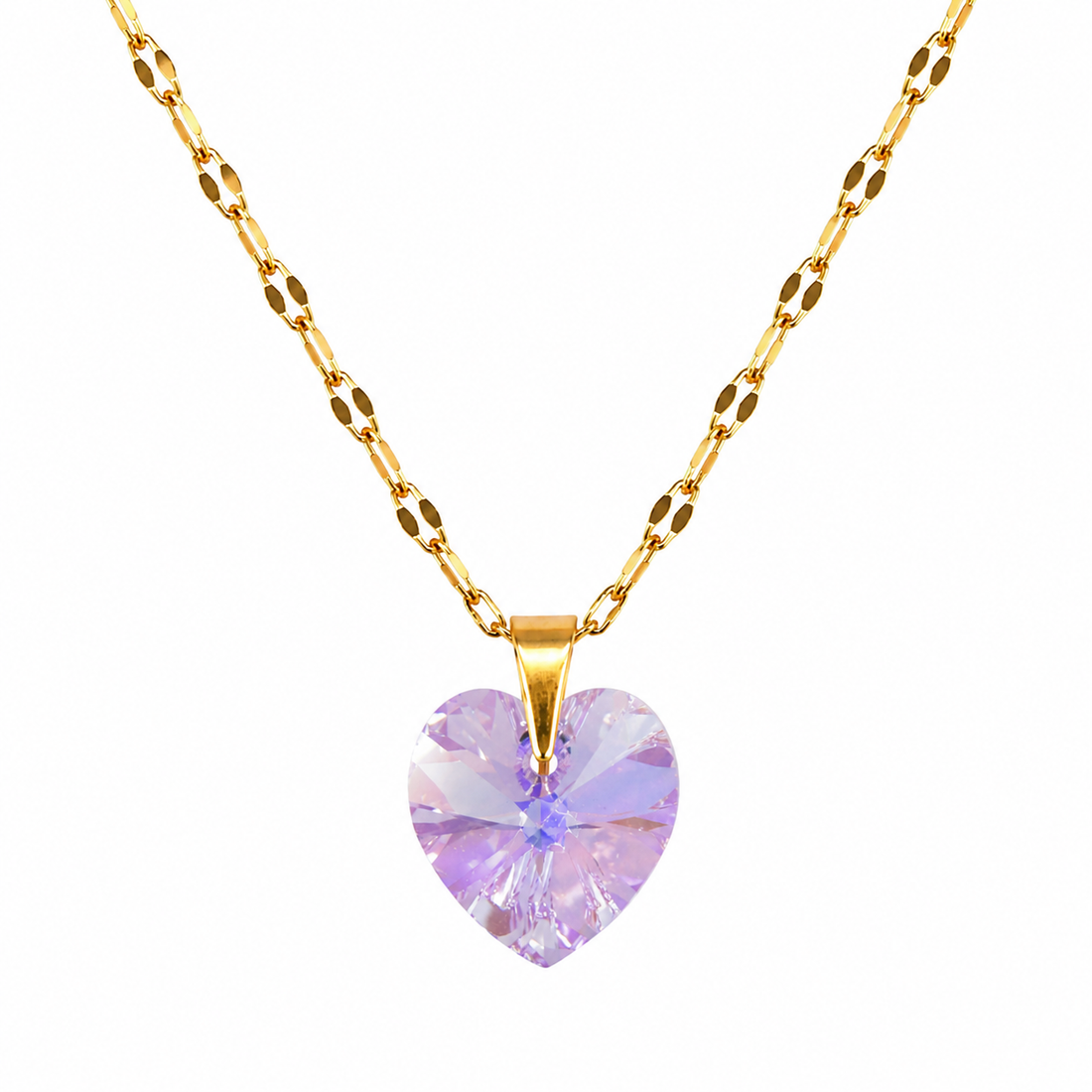 Collar corazon Titanic cristal 14mm enchapado en oro 18k