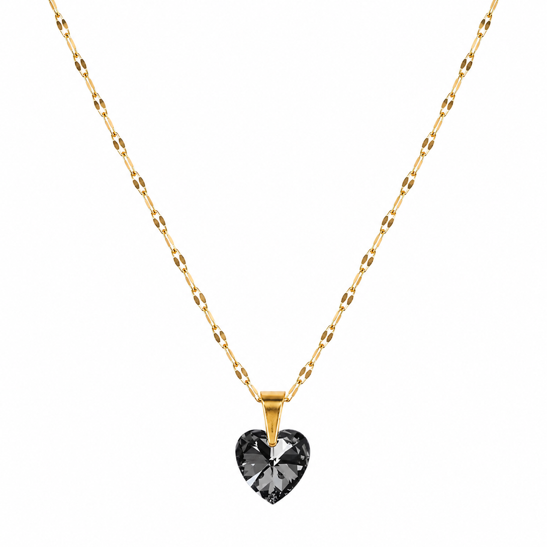 Collar corazon cristal 10mm austriaco enchapado en oro 18k