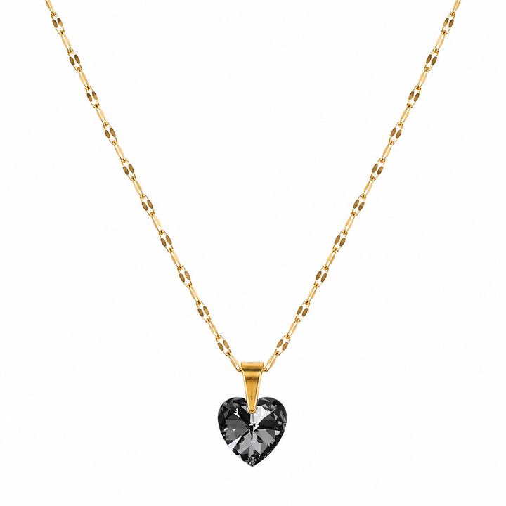 Collar corazon cristal 10mm austriaco enchapado en oro 18k