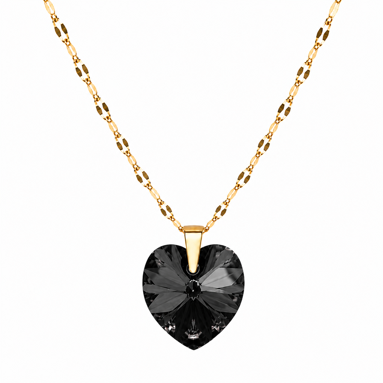 Collar gran corazon titanic 18mm enchapado en oro 18k