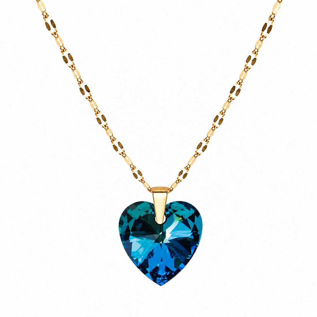 Collar gran corazon titanic 18mm enchapado en oro 18k