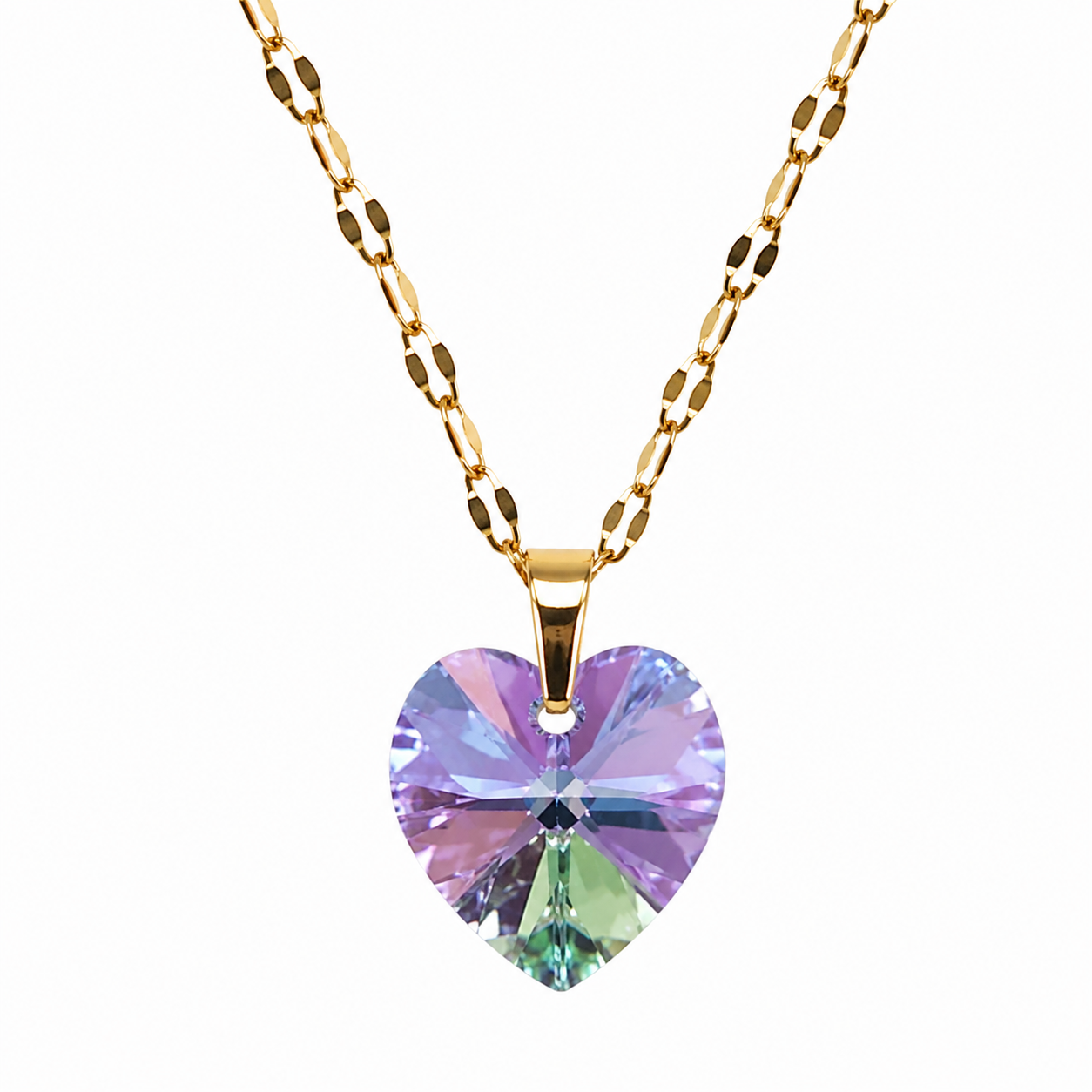 Collar gran corazon titanic 18mm enchapado en oro 18k