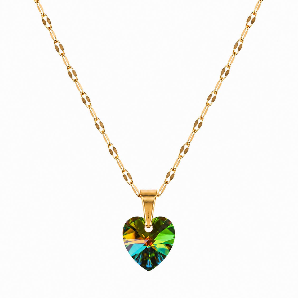 Collar corazon cristal 10mm austriaco enchapado en oro 18k