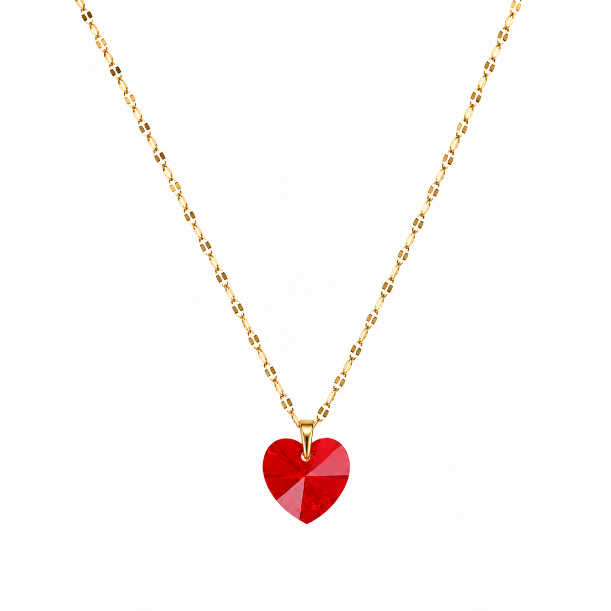Collar corazon cristal 10mm austriaco enchapado en oro 18k