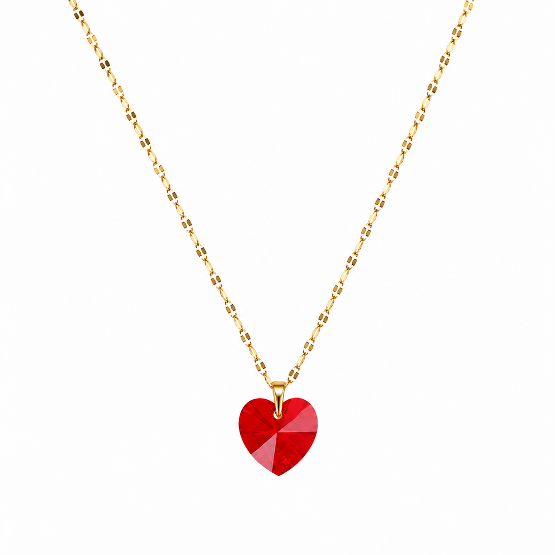 Collar corazon cristal 10mm austriaco enchapado en oro 18k