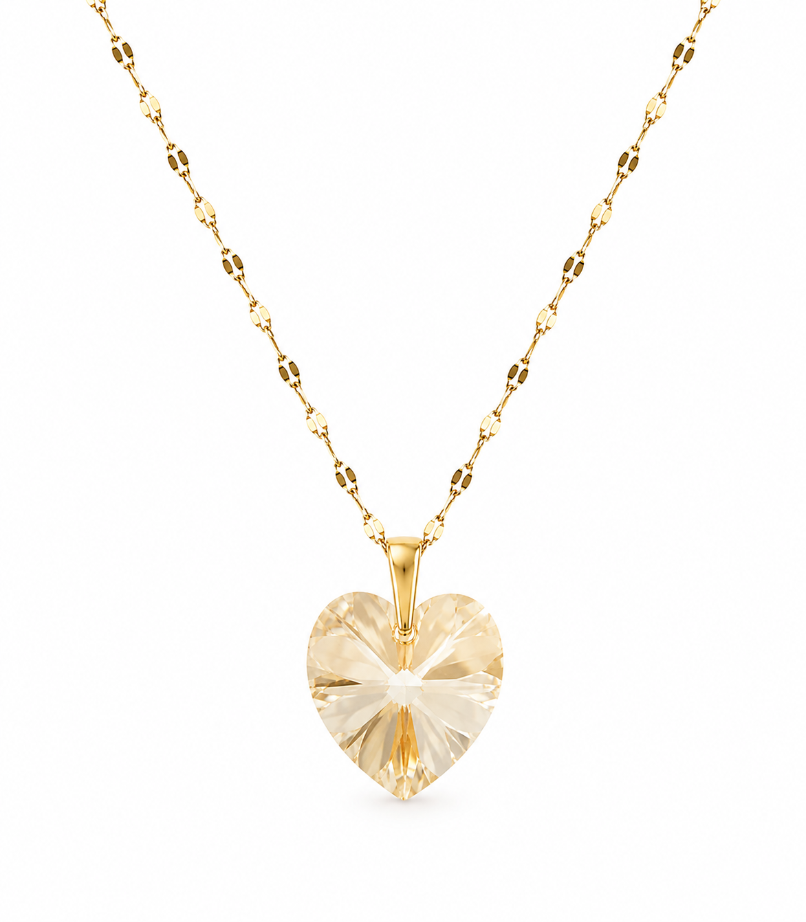 Collar gran corazon titanic 18mm enchapado en oro 18k