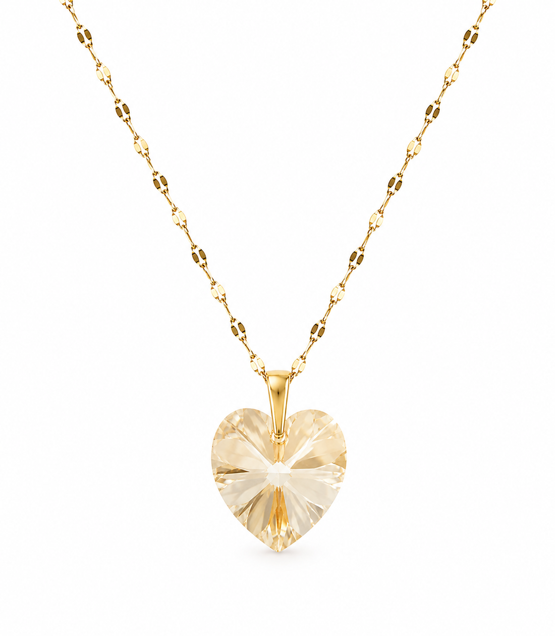 Collar gran corazon titanic 18mm enchapado en oro 18k