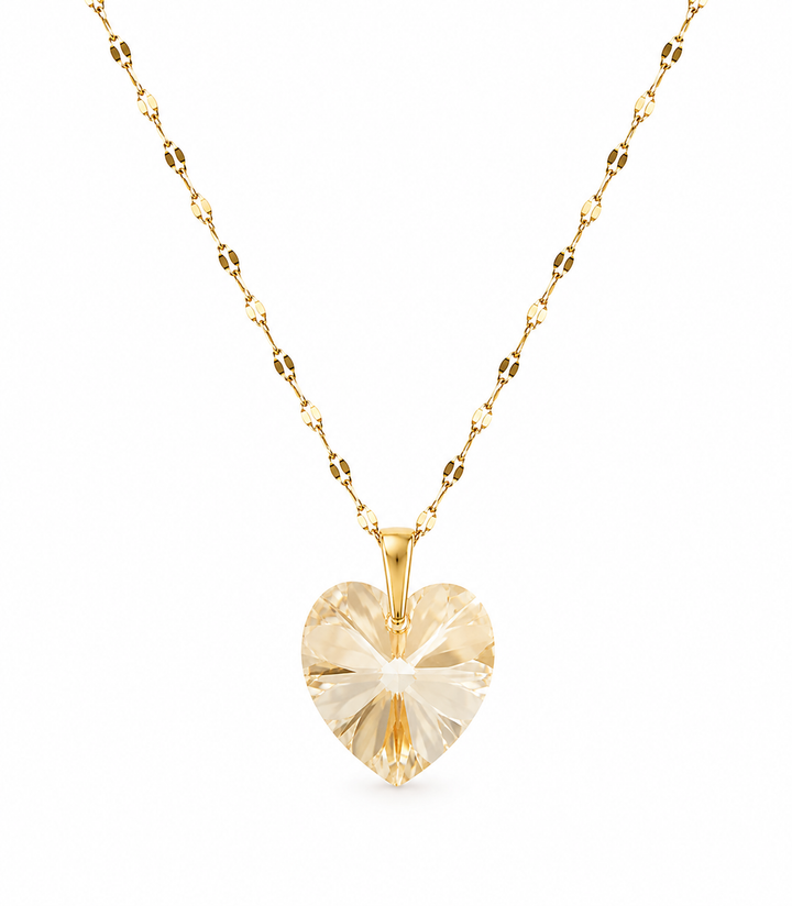 Collar gran corazon titanic 18mm enchapado en oro 18k