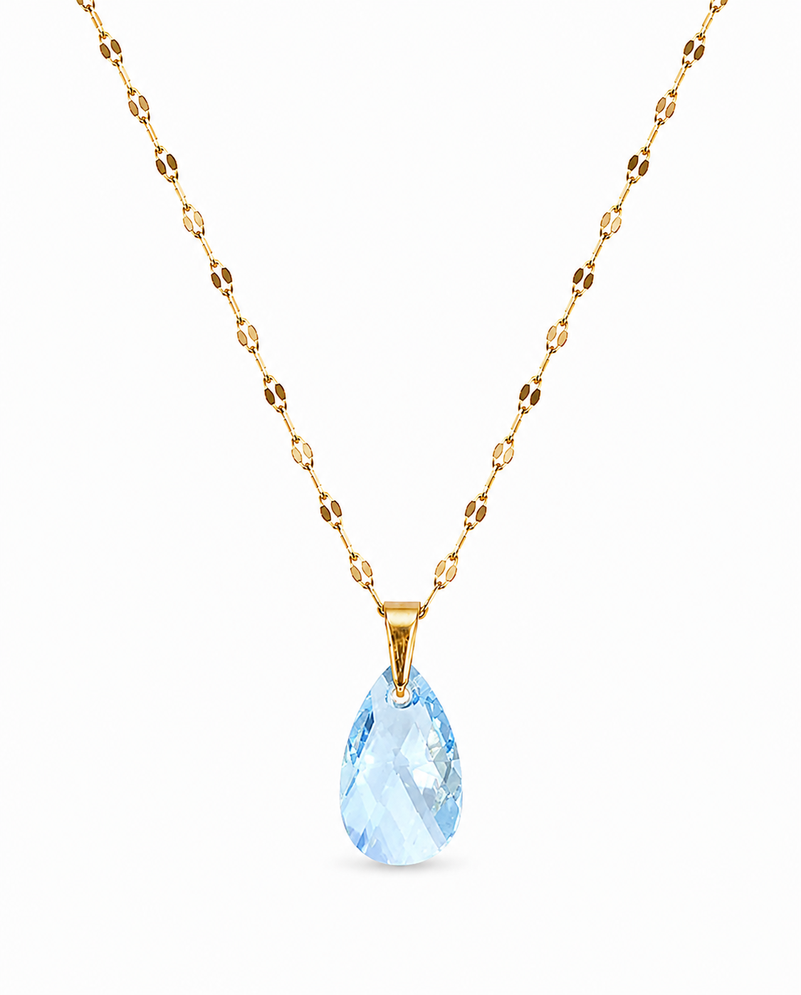 Collar gota cristal pear enchapado en oro 18k