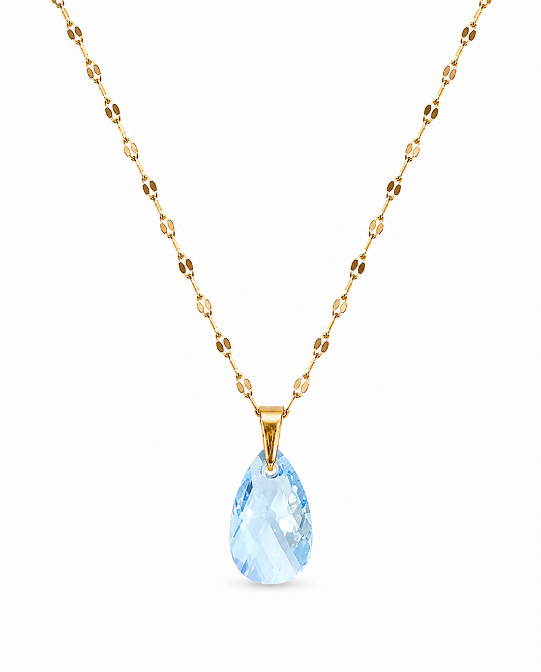 Collar gota cristal pear enchapado en oro 18k