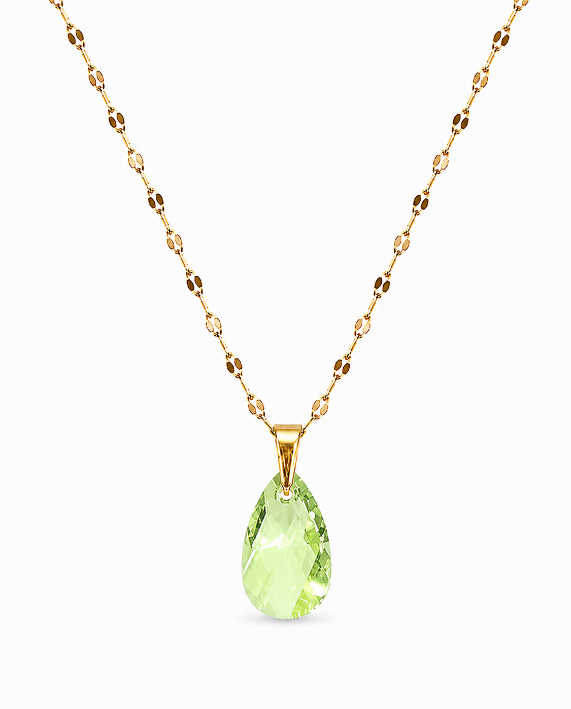 Collar gota cristal pear enchapado en oro 18k