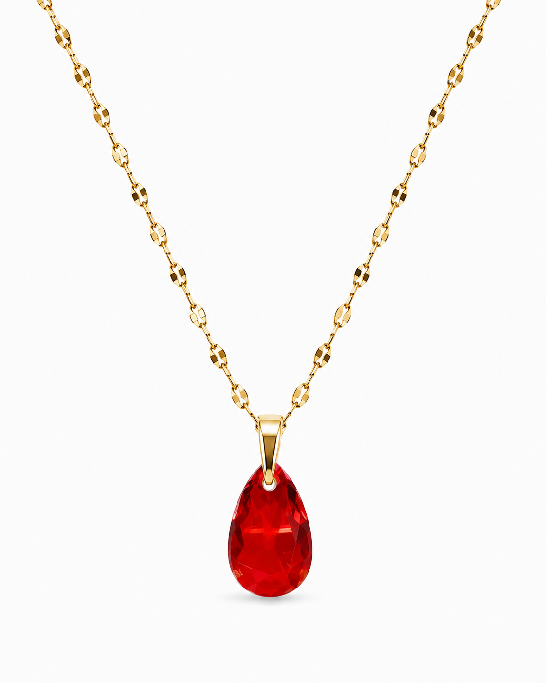 Collar gota cristal pear enchapado en oro 18k