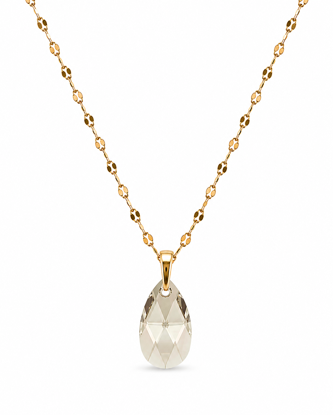Collar gota cristal pear enchapado en oro 18k