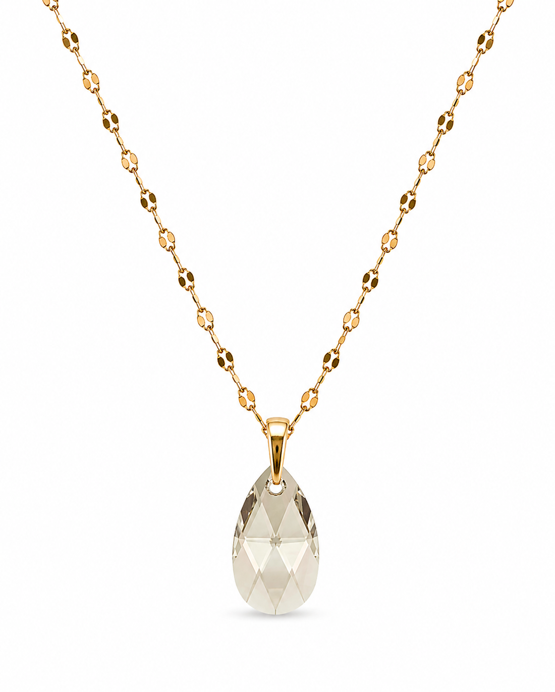 Collar gota cristal pear enchapado en oro 18k
