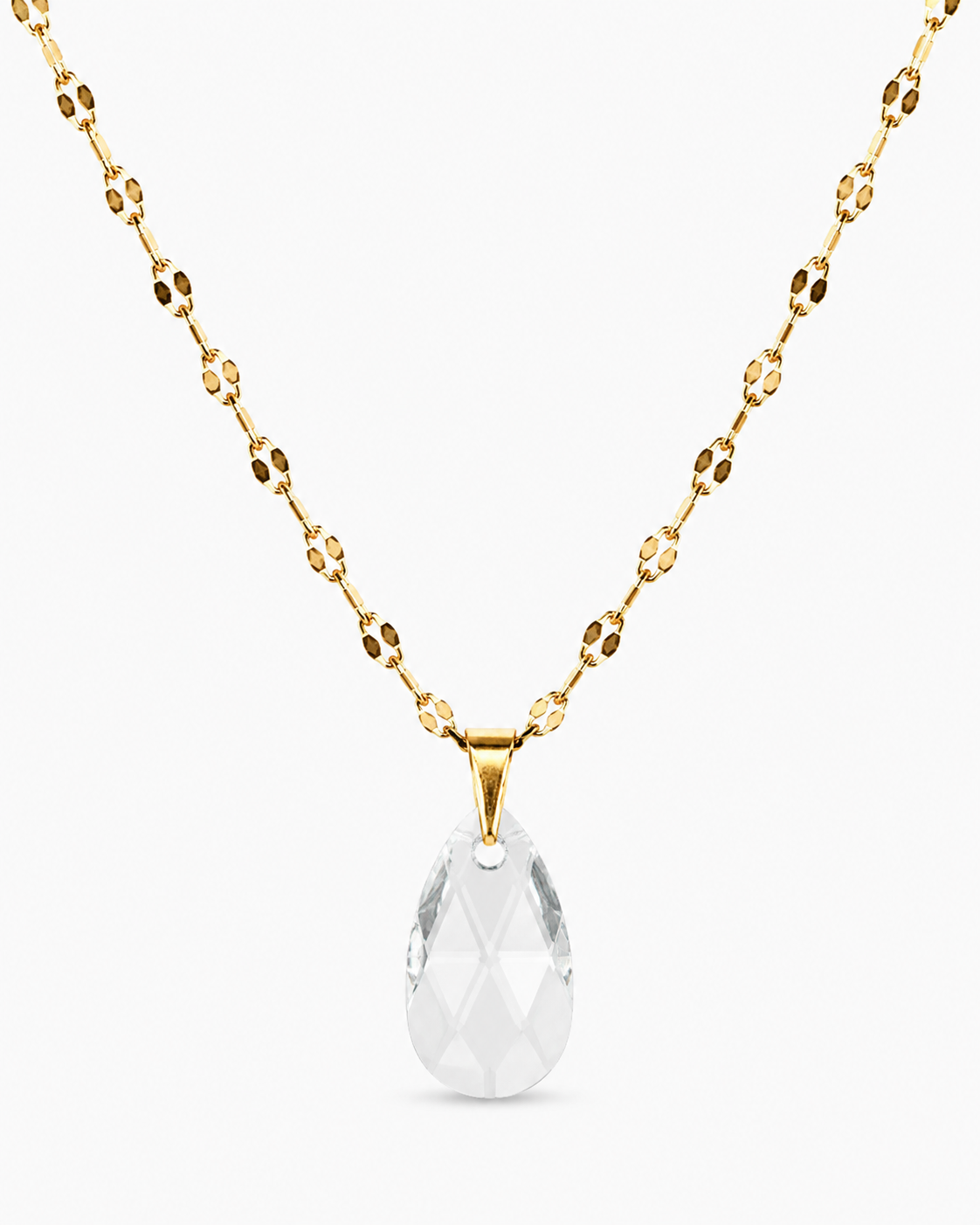 Collar gota cristal pear enchapado en oro 18k