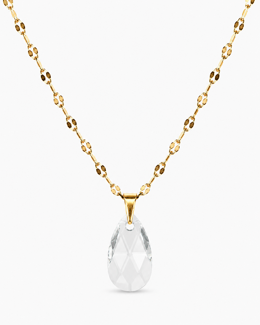 Collar gota cristal pear enchapado en oro 18k