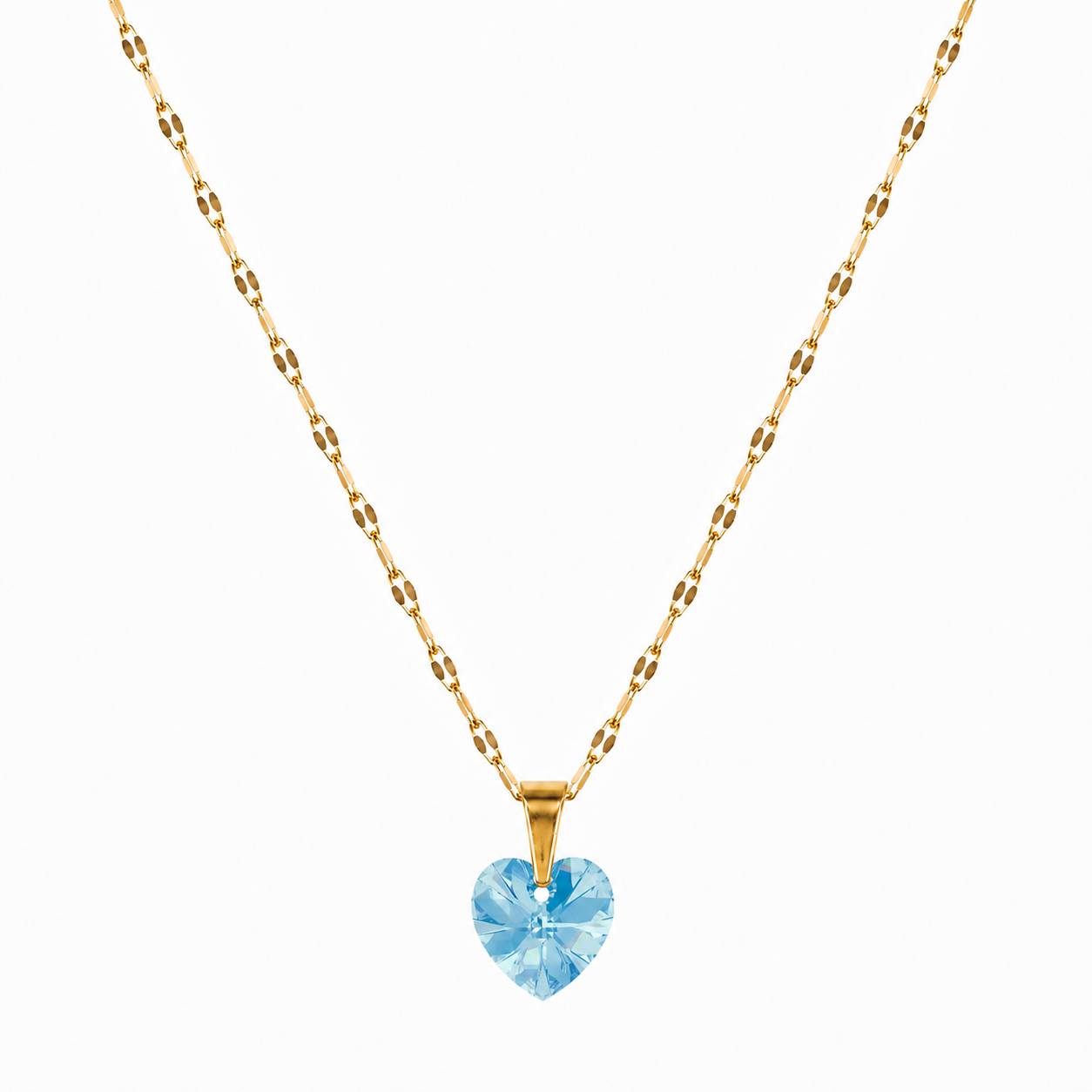 Collar corazon cristal 10mm austriaco enchapado en oro 18k