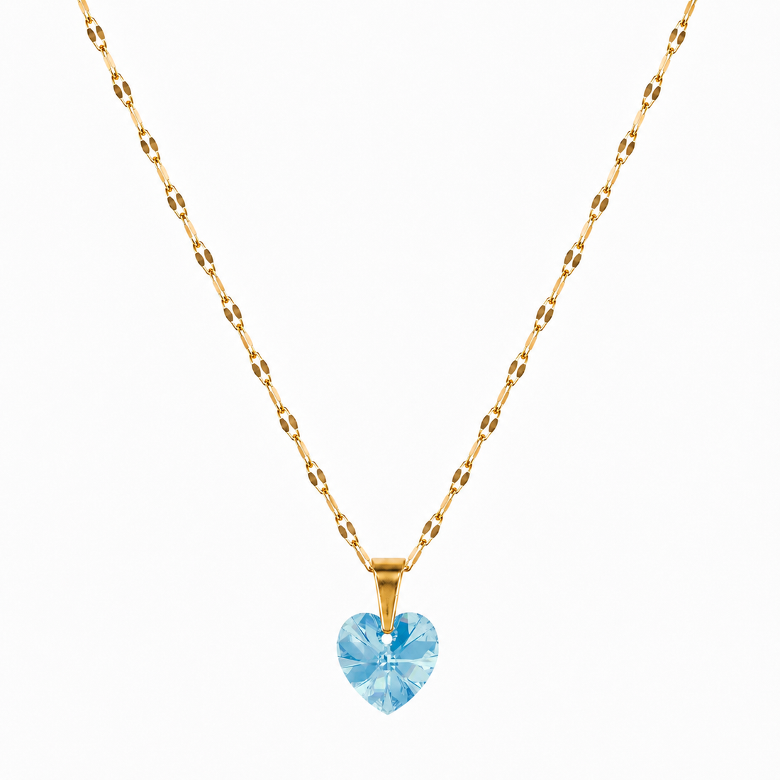 Collar corazon cristal 10mm austriaco enchapado en oro 18k